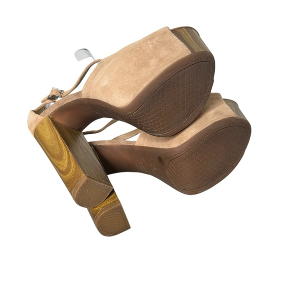 Jessica Simpson Y2K Rare Dany Suede T-Strap High Heel Platform Sand Size 7 - Picture 12 of 13